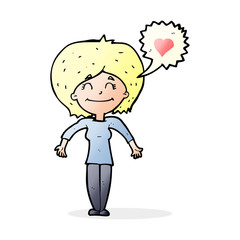 cartoon happy woman in love