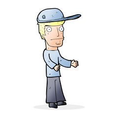 cartoon worried man wearing hat