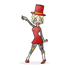 cartoon woman with tattoos