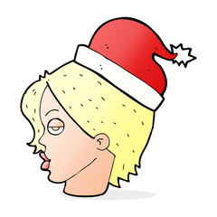 cartoon woman wearing santa hat