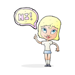 cartoon woman sayin hi