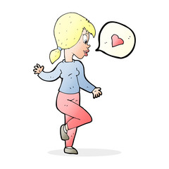 cartoon woman in love