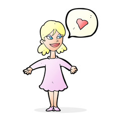 cartoon woman in love
