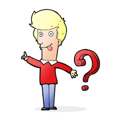 cartoon man with question