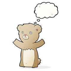 cartoon teddy bear with thought bubble