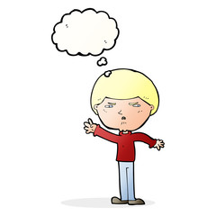 cartoon mean man with thought bubble