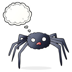 cartoon spider with thought bubble