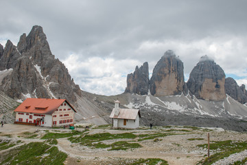 Fototapeta na wymiar Trekking in Tre Cime National Park, Dolomites