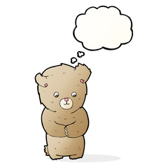 cute cartoon teddy bear with thought bubble