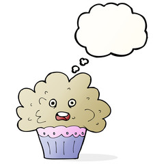 cartoon big cupcake with thought bubble