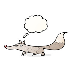cartoon little wolf with thought bubble