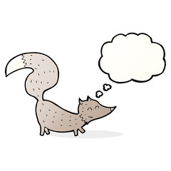 cartoon little wolf with thought bubble