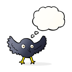 cartoon crow with thought bubble