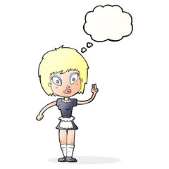 cartoon maid with thought bubble
