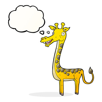 cartoon giraffe with thought bubble