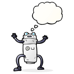 cartoon robot with thought bubble