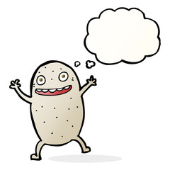 cartoon happy potato with thought bubble