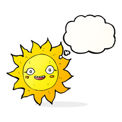 cartoon happy sun with thought bubble