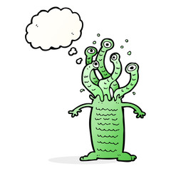 cartoon monster with thought bubble
