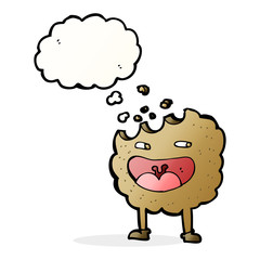 cookie cartoon character with thought bubble