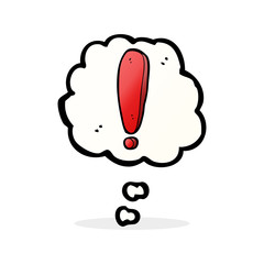 cartoon exclamation mark with thought bubble