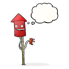 cartoon firework with thought bubble