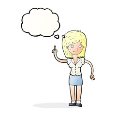 cartoon woman with idea with thought bubble