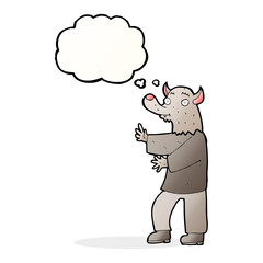 cartoon werewolf with thought bubble