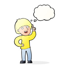 cartoon man with idea with thought bubble