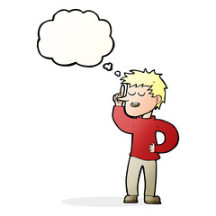 cartoon man with idea with thought bubble