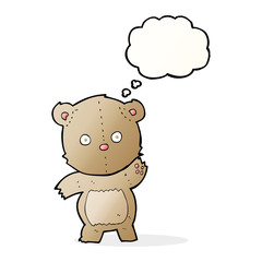 cartoon teddy bear with thought bubble