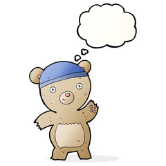 cartoon teddy bear with thought bubble