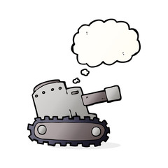 cartoon army tank with thought bubble