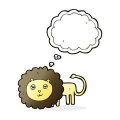 cartoon lion with thought bubble