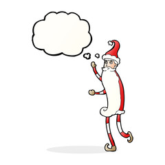 cartoon skinny santa with thought bubble