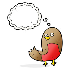 cartoon robin with thought bubble