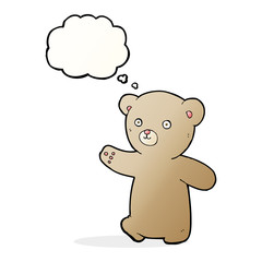 cartoon teddy bear with thought bubble