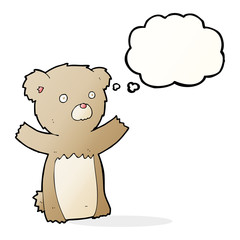 cartoon teddy bear with thought bubble