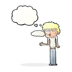cartoon smoker with thought bubble