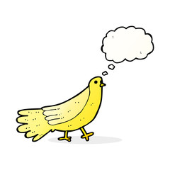 cartoon bird with thought bubble