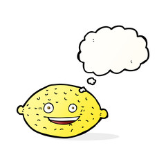 cartoon lemon with thought bubble