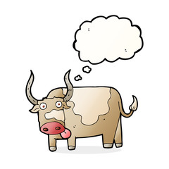 cartoon bull with thought bubble