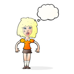 cartoon girl fight with thought bubble