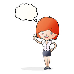 cartoon woman with idea with thought bubble