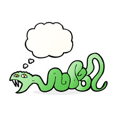cartoon snake with thought bubble