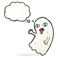 funny cartoon ghost with thought bubble