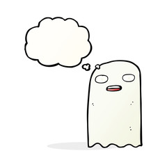 funny cartoon ghost with thought bubble