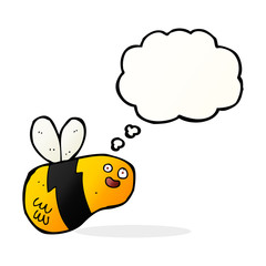 cartoon bee with thought bubble
