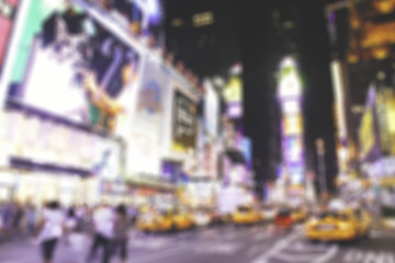 Time Square New York City at night blur background