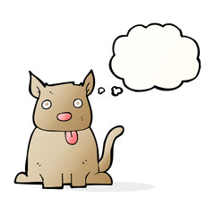 cartoon dog sticking out tongue with thought bubble